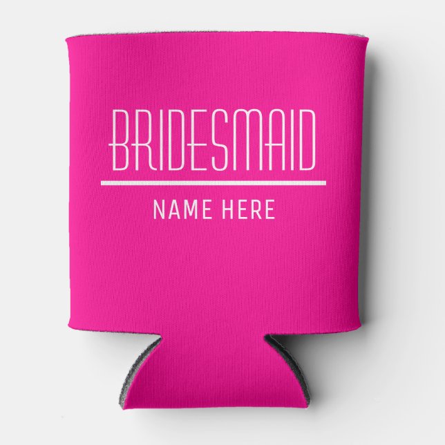 Porta-lata Nome e data personalizados do Bridesmaid (Frente)