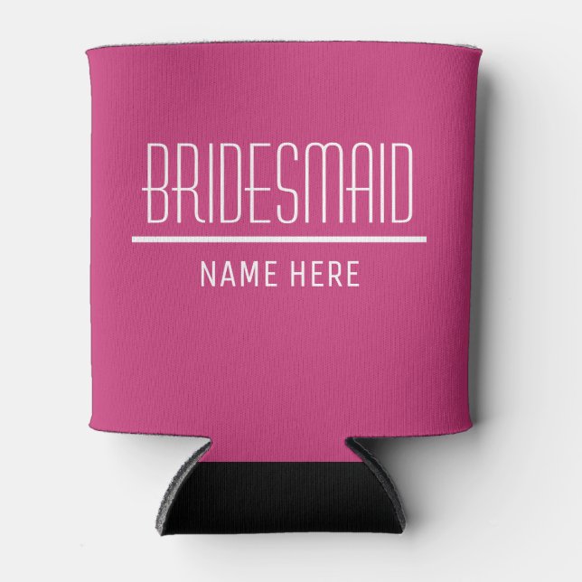 Porta-lata Nome e data personalizados do Bridesmaid (Frente)