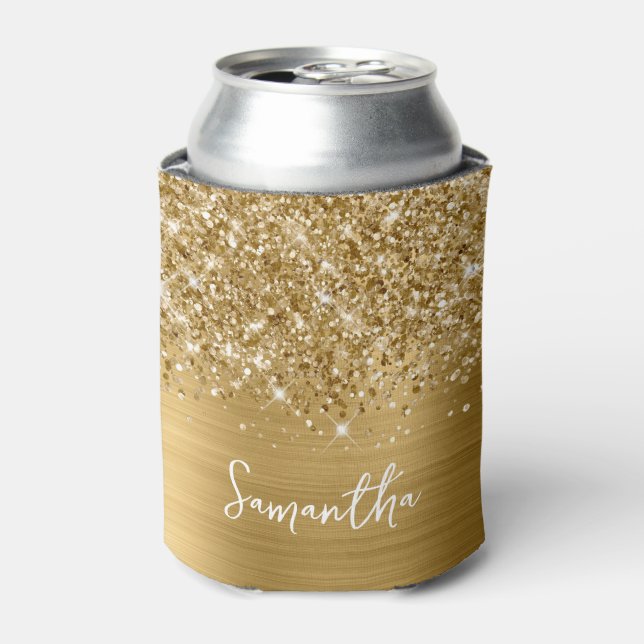 Porta-lata Nome Glam Glittery Gold (Can Front)