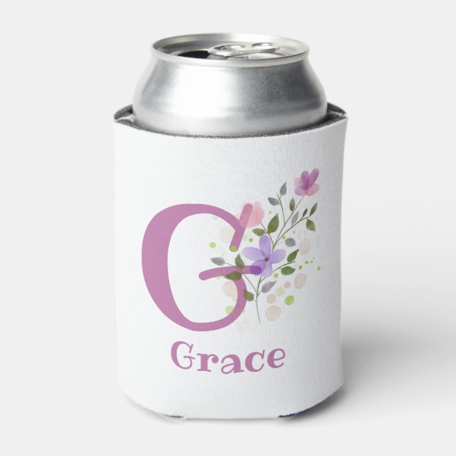 Porta-lata Nome Graça com um Desenho Floral (Can Front)