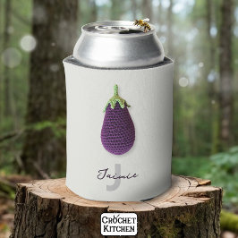 Porta-lata Nome Mínimo de Crochet Mínimo Roxo Divertido