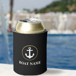 Porta-lata Nome Náutico do Barco Anchor Preto Dourado