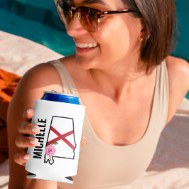 Porta-lata Nome personalizado Alabama Flag e State Flower Cam