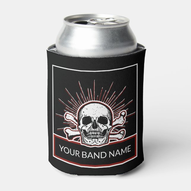 Porta-lata Nome Personalizado Banda Merch Skull Bones Rock Ro (Can Front)