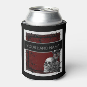 Porta-lata Nome Personalizado Banda Merch Skull Rosa gthic Ro