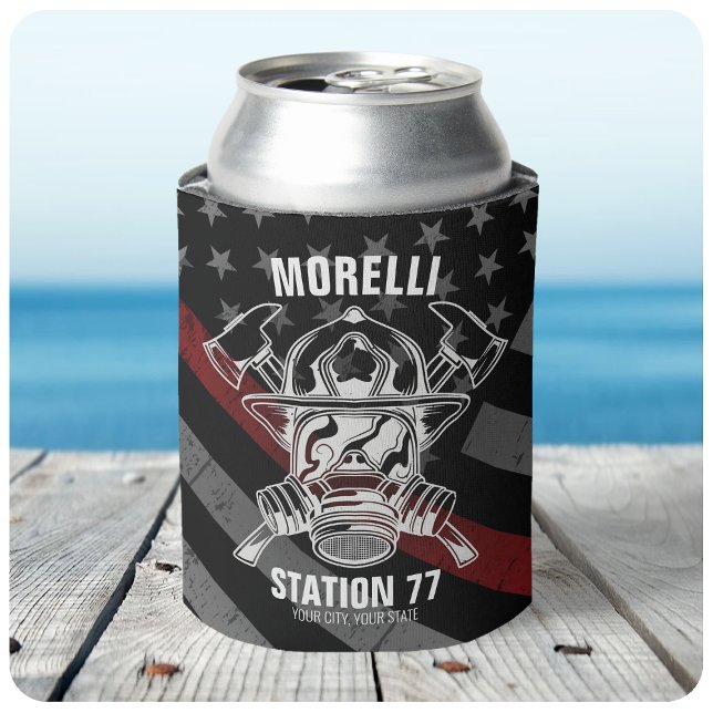 Porta-lata Nome personalizado Bombeiro Departamento de Bombei (Criador carregado)