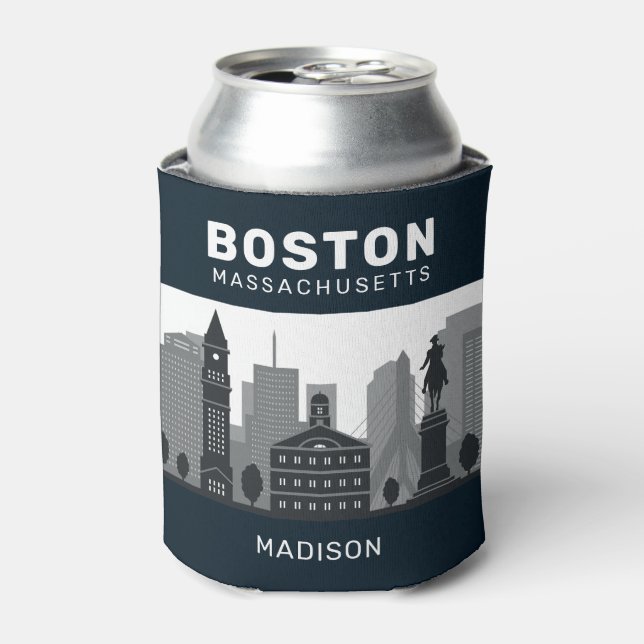 Porta-lata Nome Personalizado Boston Massachusetts (Can Front)