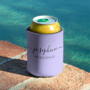 Porta-lata Nome Personalizado Bridesmaid Roxo