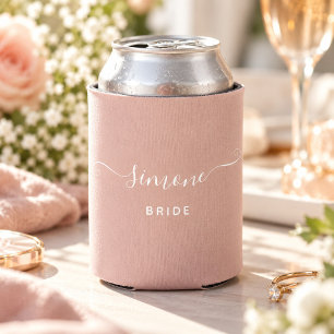 Porta-lata Nome Personalizado Chic Script Casamento Noiva Ros