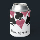 Porta-lata Nome Personalizado da Madrinha de casamento do Tem<br><div class="desc">A classe acima que pode com uma "Madrinha de casamento" totalmente personalizada pode resfriar apresentando uma dispersão de traços de cartão com brilho, brilho rosado falso e preto com texto personalizado para os membros do nome do partido da noiva. Reúna as garotas para celebrar a noiva para estar com um...</div>