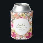 Porta-lata Nome Personalizado do Bat Mitzvah Floral Amarelo C<br><div class="desc">Trendy Peach Amarelo Cor Amarela Floral Bat Mitzvah Nome Personalizado Pode Resfriar</div>