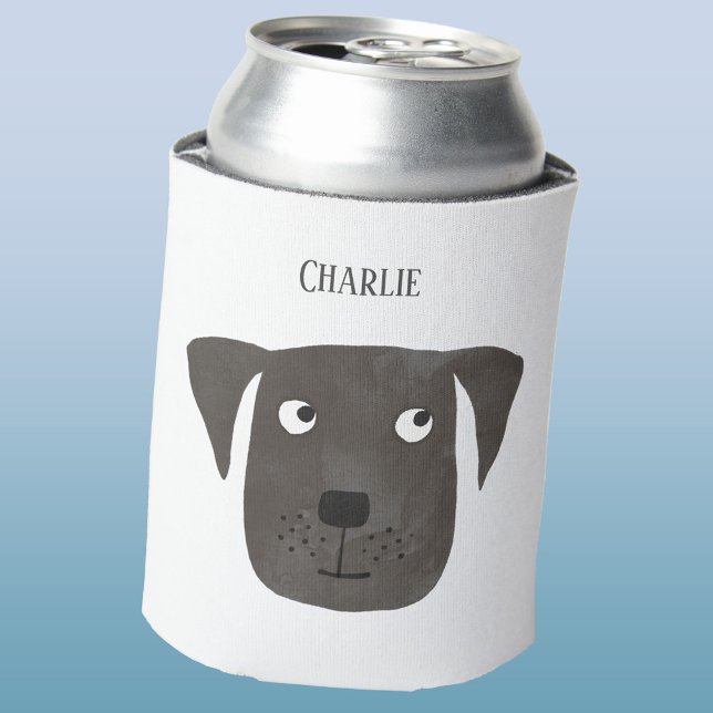 Porta-lata Nome Personalizado do Cachorro do Vendedor Negro-B (Black Labrador Retriever Dog fun personalized custom name can cooler)