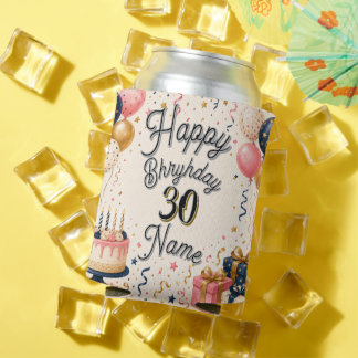 Porta-lata Nome Personalizado Idade Feliz Aniversário Festa