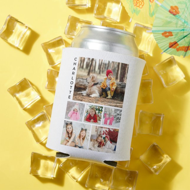 Porta-lata Nome Personalizado Moderno da Colagem de Fotografi (Verão in situ)