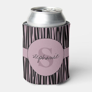 Porta-lata Nome Personalizado Padrão de stripes Zebra Monogra