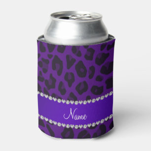 Porta-lata Nome personalizado padrão leopardo roxo