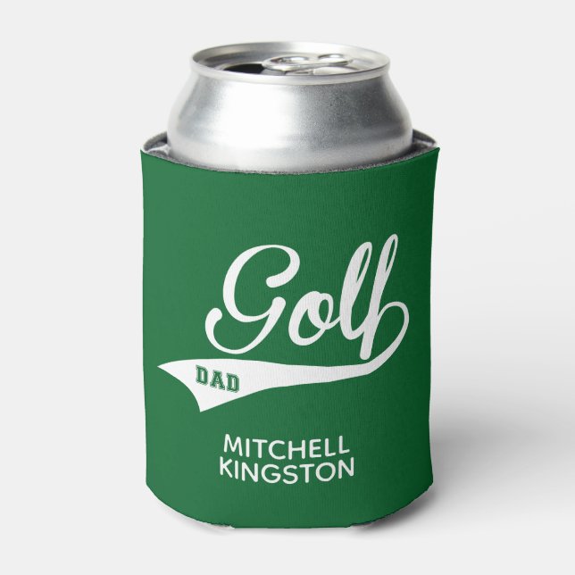 Porta-lata Nome Personalizado Pai de Golfe Verde Branco (Can Front)