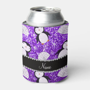 Porta-lata Nome personalizado pinguins-púrpura pinguins igloo