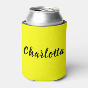 Porta-lata Nome Personalizado Preto   Cor Amarelo-Neão