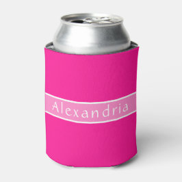 Porta-lata Nome Personalizado Rosa Quente e Rosa
