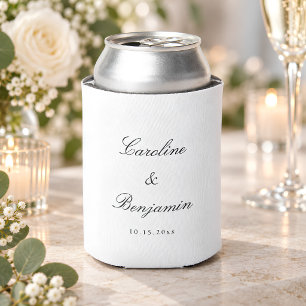 Porta-lata Nomes de Casamento em Caligrafia Preta e Branca El