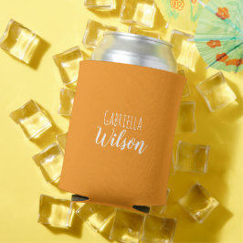 Porta-lata Nomes personalizados moderno laranja minimalista
