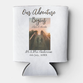 Porta-lata Nossa aventura começa casal foto amor e obrigados