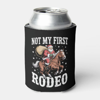Porta-lata Not My First Rodeo Christmas Santa Horse Cowboy