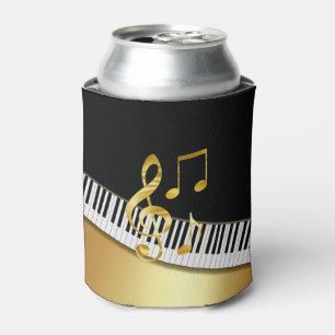 Porta-lata Notas Musicais Preto Dourado Moderno Elegante, Tec