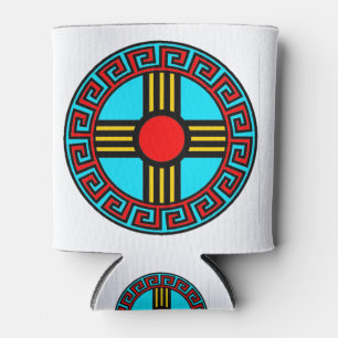 Porta-lata Novo México e Símbolo Nativo de Deus Sol Zia