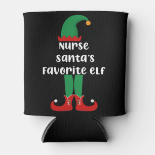 Porta-lata Nurse Santa's Favorite Elf Funny Nurse Christmas