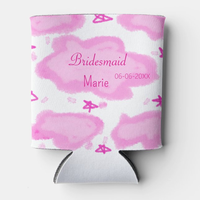 Porta-lata nuvens cor-de-rosa estrelas pastel bridesmaid mode (Frente)