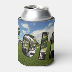 Porta-lata O campo de golfe e o logotipo, refrigerador