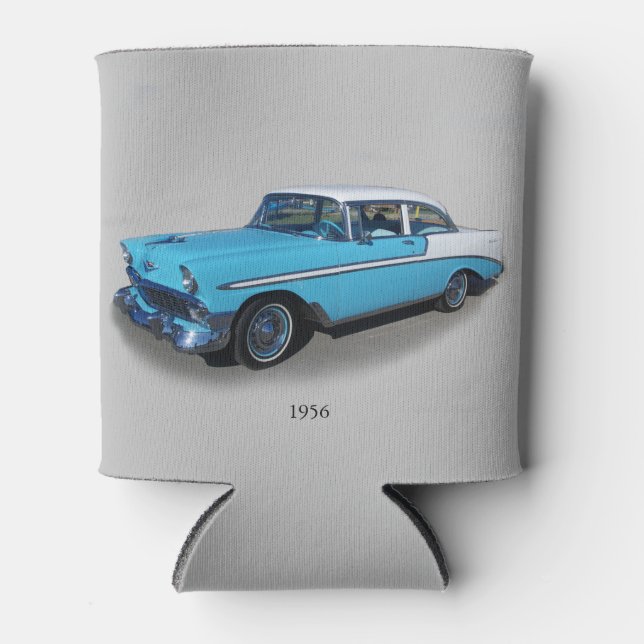 Porta-lata O carro clássico azul e branco de 1956 pode ser ma (Frente)