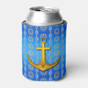 Porta-lata O Cerulean azul da âncora Dourado pode