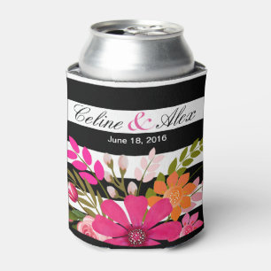 Porta-lata O folclore listrado preto & branco floresce o