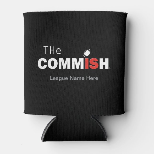 Porta-lata O futebol de fantasia personalizado da Commish (Frente)