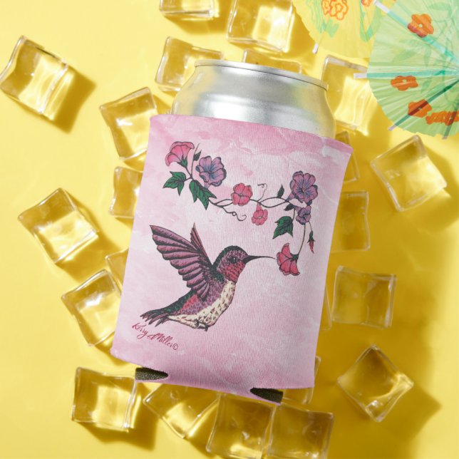 Porta-lata O Hummingbird E As Flores Podem Arrefecer (Verão in situ)