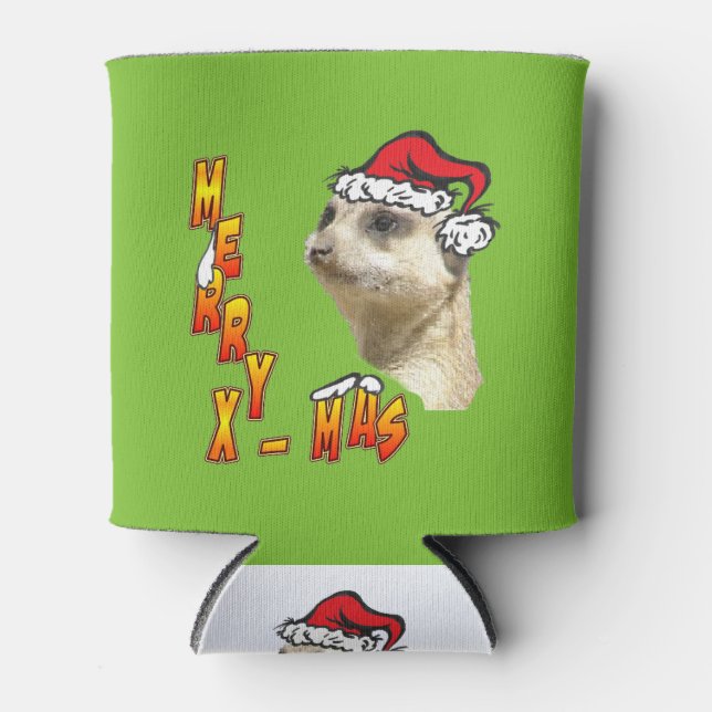 Porta-lata O Meerkat de Natal personalizável pode resfriar (Frente)