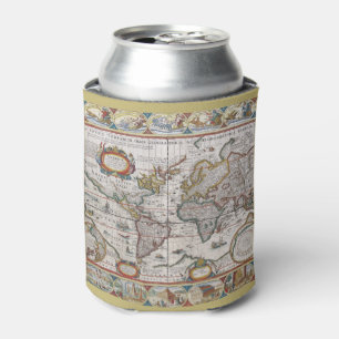 Porta-lata O monograma feito sob encomenda do mapa do mundo
