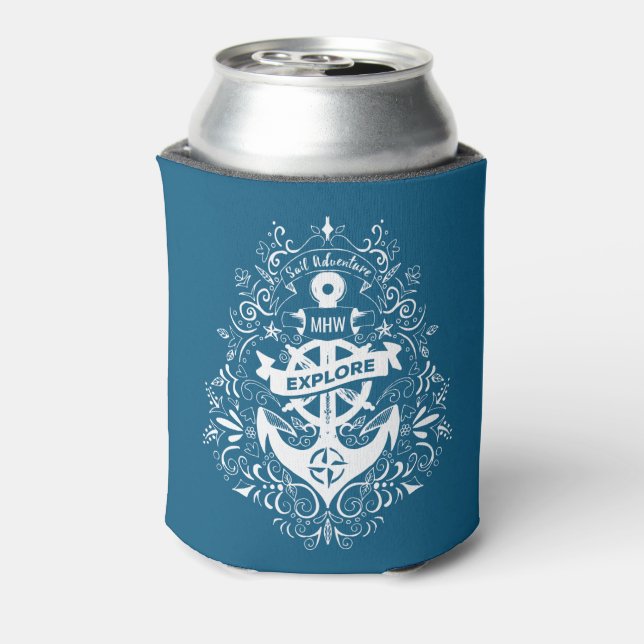 Porta-lata O monograma personalizado de Âncora Decorativa pod (Can Back)