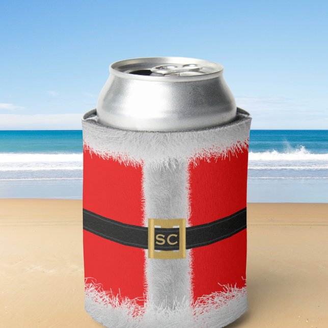 Porta-lata O Natal Vermelho na Festa Papais noeis de julho po (Just add your initials! Perfect can cooler for your Christmas in July Santa Party)