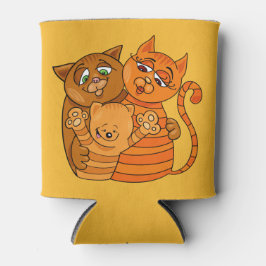 Porta-lata O nome e a cor personalizados da Família Gato Fofo