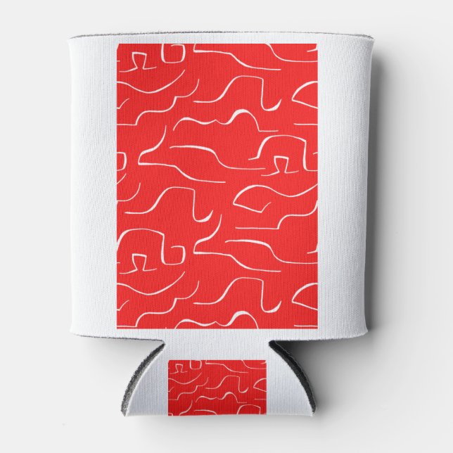 Porta-lata O padrão vermelho e branco. (Frente)