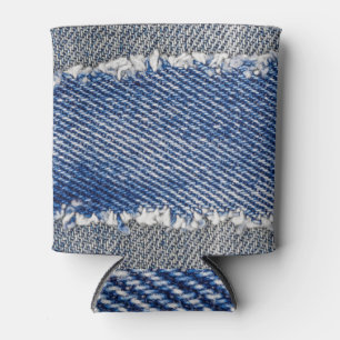 Porta-lata O quadro denim, rasgado, cor dupla.