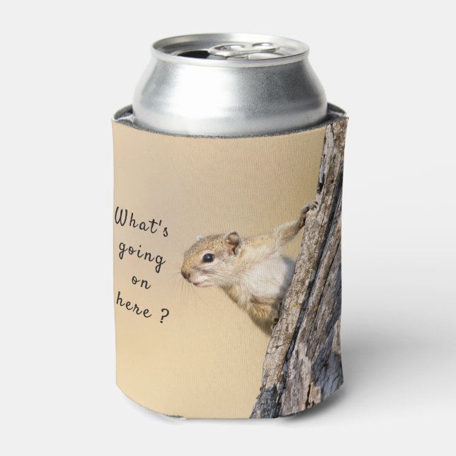 Porta-lata O que está acontecendo aqui, foto de esquilo com t (Can Front)