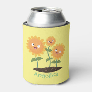 Porta-lata Óculos bonitos girassóis felizes sorrindo ilustr