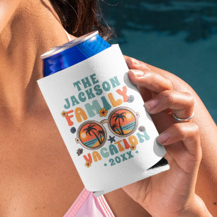 Porta-lata Óculos de sol das palmeiras retro groovó de férias