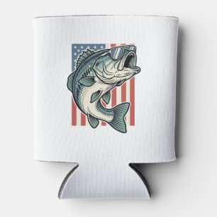 Porta-lata Óculos de Sol de Pesca de Bass Patrióticos Vetor V
