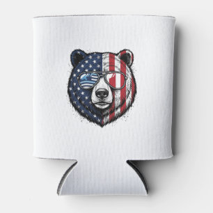 Porta-lata Óculos de Sol do Urso Patriota Camisa Vector Vinta